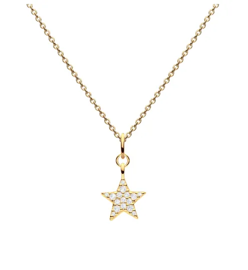 Gold Plated silver Star Necklace with Pave set cubic zirconia