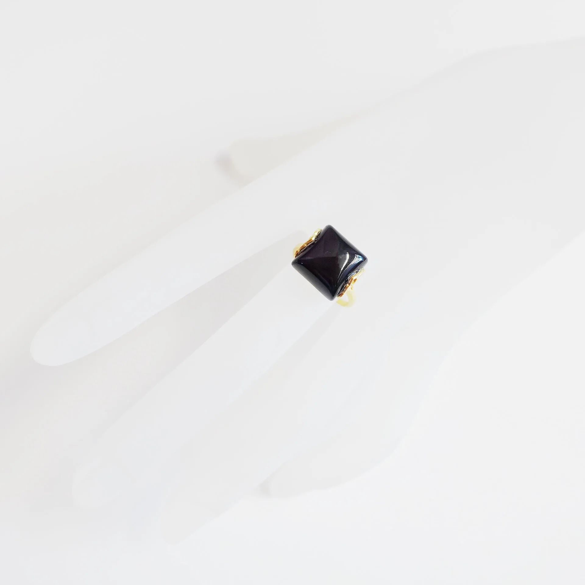 Gold Square Obsidian Ring