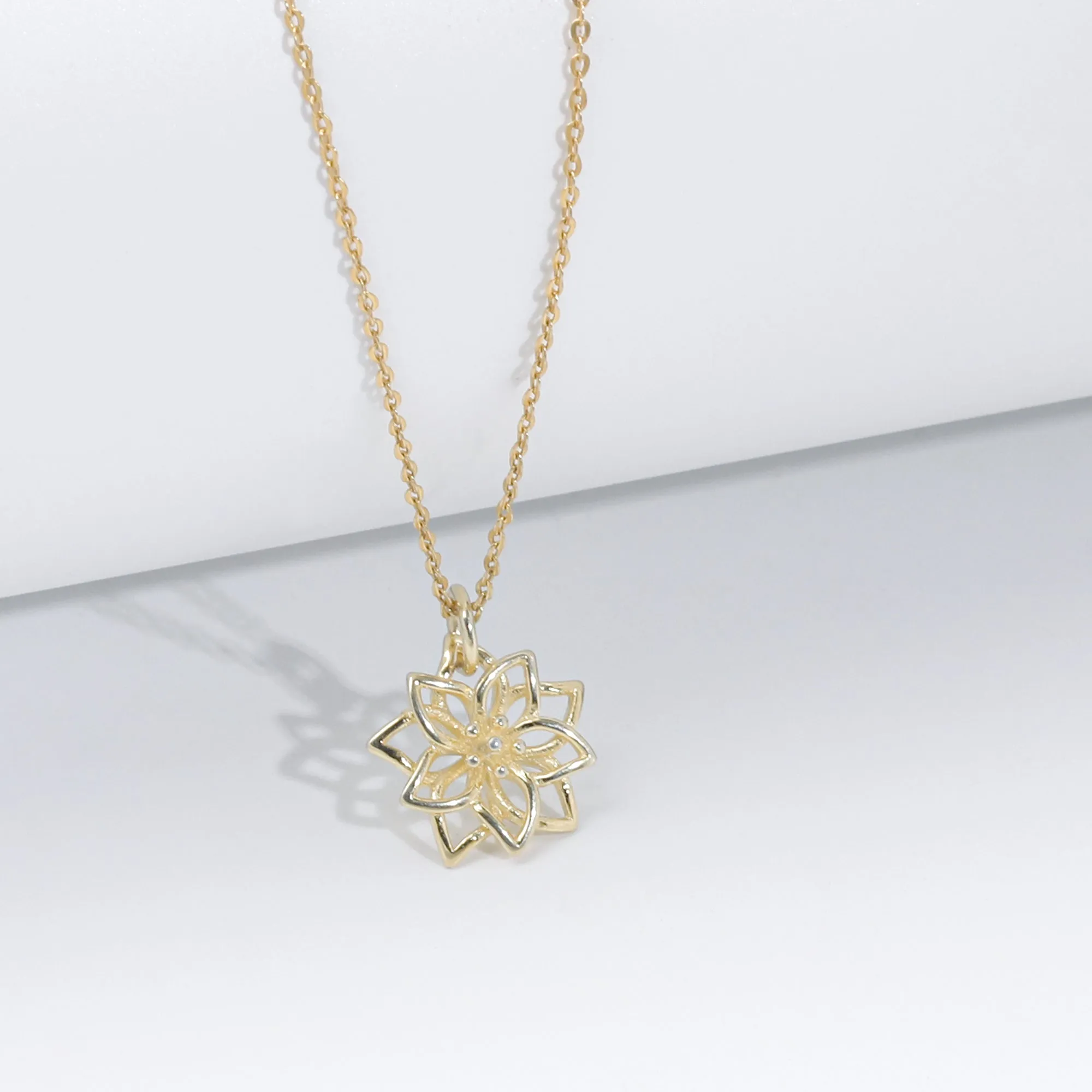 Golden Blooming Flower Pendant