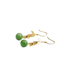 Golden Leaf Jade Hook Earrings