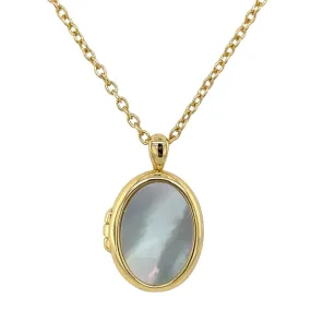 Golden Mother Of Pearl & Black Onyx Locket