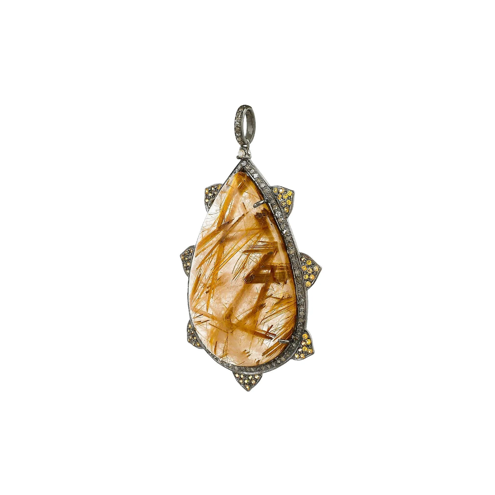 Golden Rutilated Quartz Gemstone Pendant