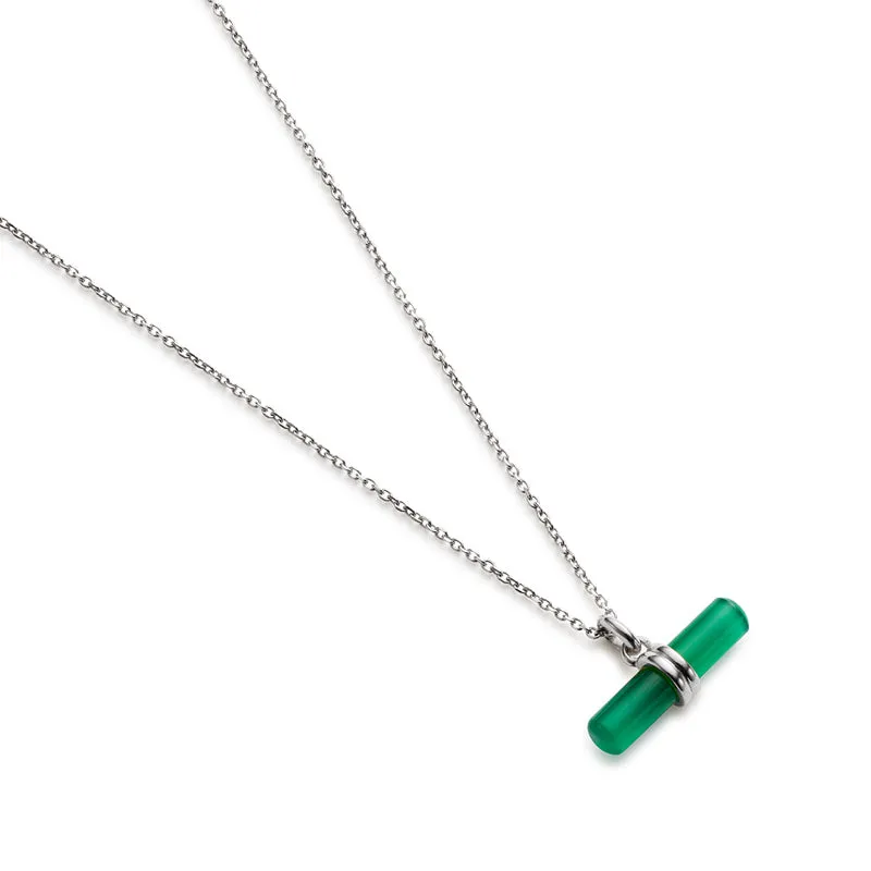 GREEN ONYX T-BAR NECKLACE