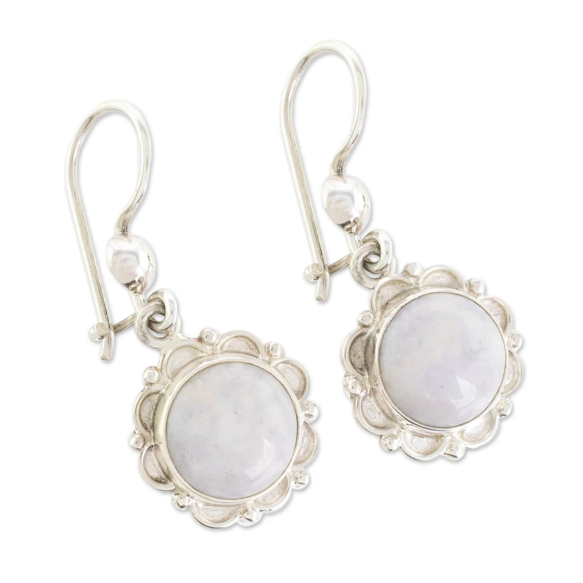 Guatemalan Hand Crafted Lilac Jade Dangle Earrings - Lilac Dahlias | NOVICA