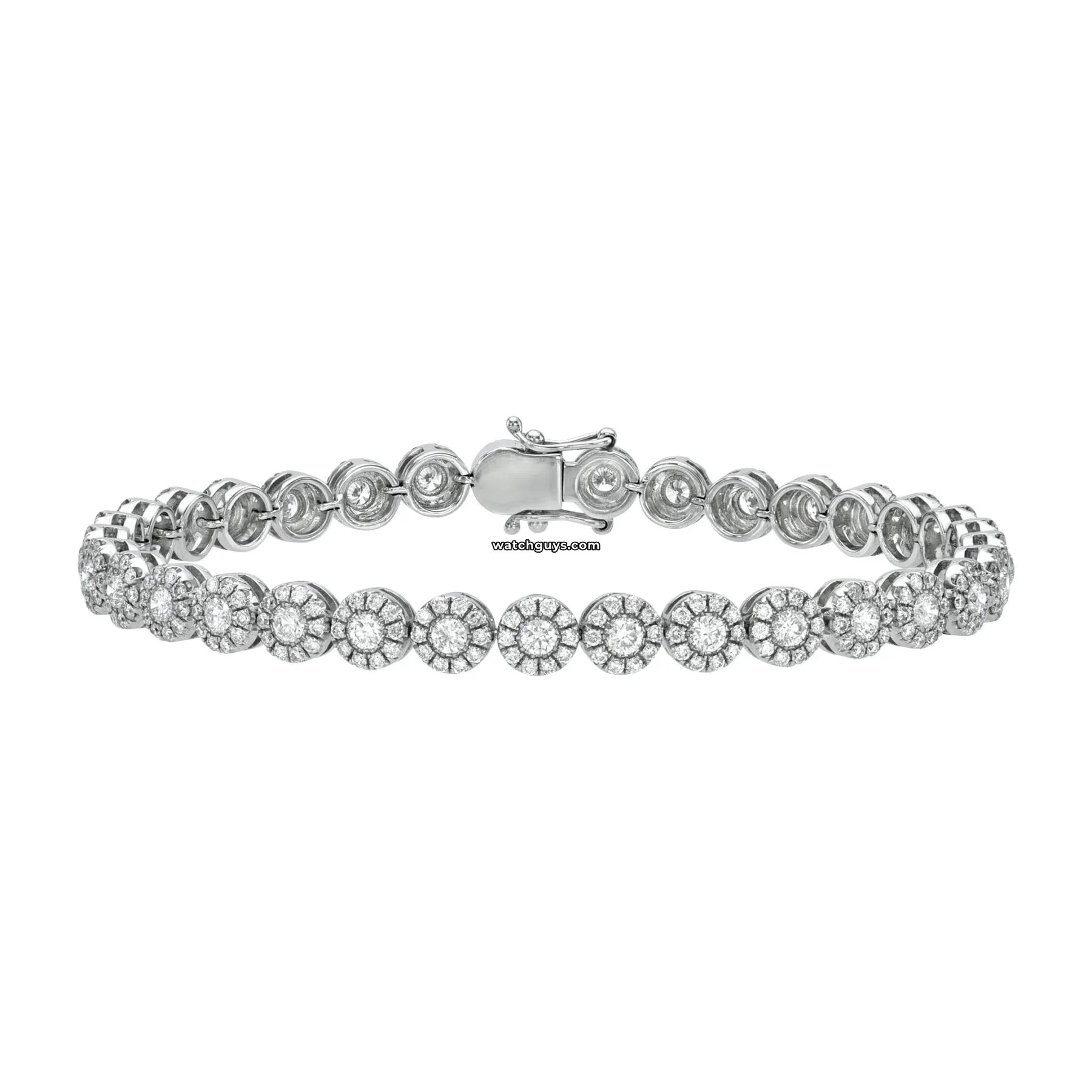 Halo Diamond Tennis Bracelet 5.00 Carat TW 18k White Gold