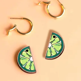 Hand-Painted Lime Hoop Earrings - PET15166H