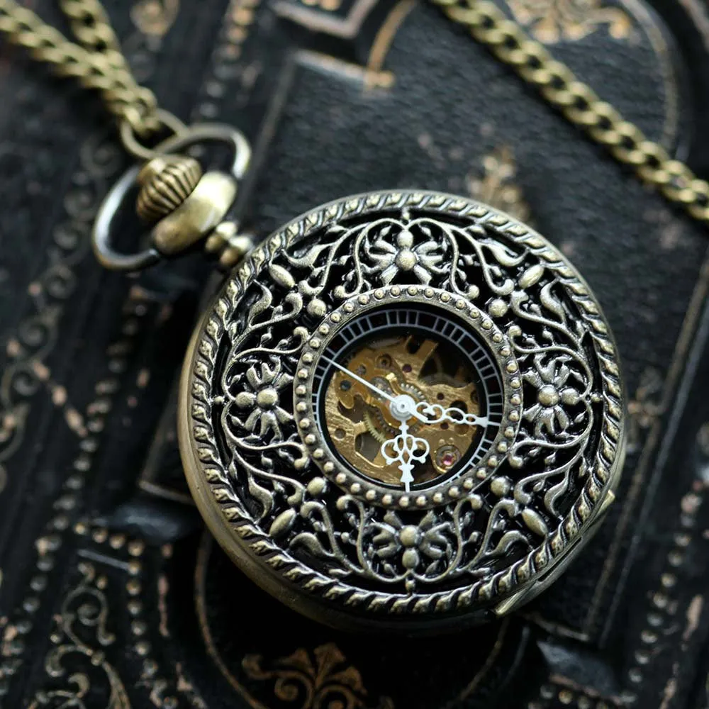 Head Gardener Brass Mechanical Pocket Watch on Fob or Necklace Chain