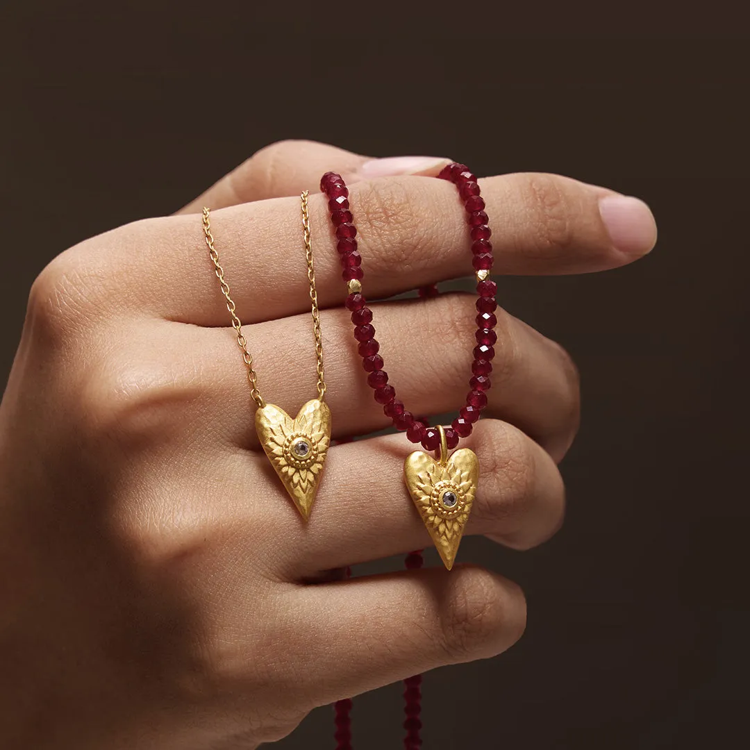 Healing Heart Red Onyx Heart Necklace