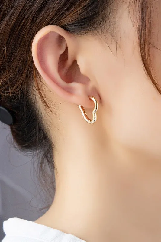 Heart shape hinged huggie hoop earrings Success