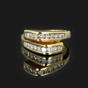 Heavy Chevron Bypass 1.44 CTW Diamond Ring in 14K Gold