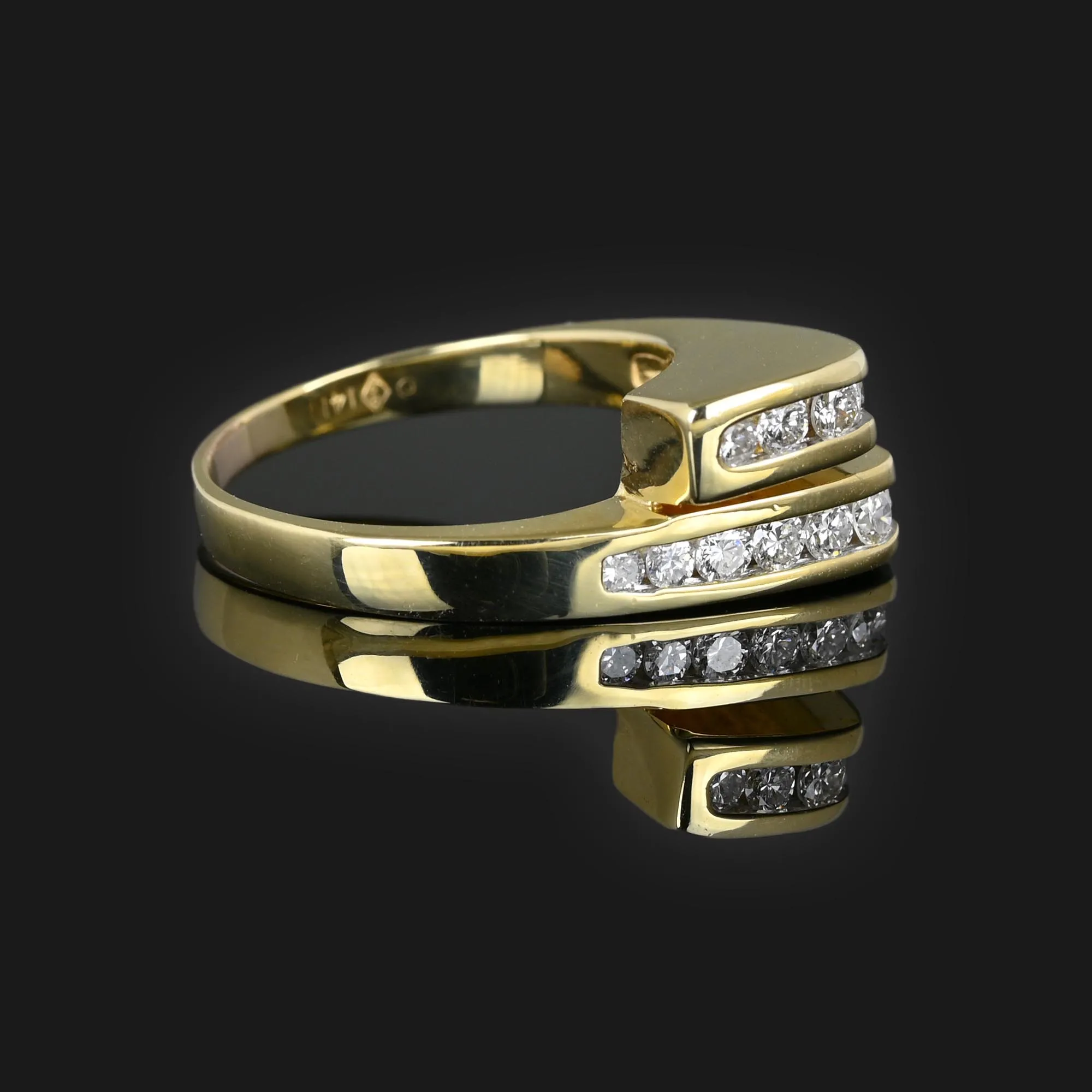 Heavy Chevron Bypass 1.44 CTW Diamond Ring in 14K Gold