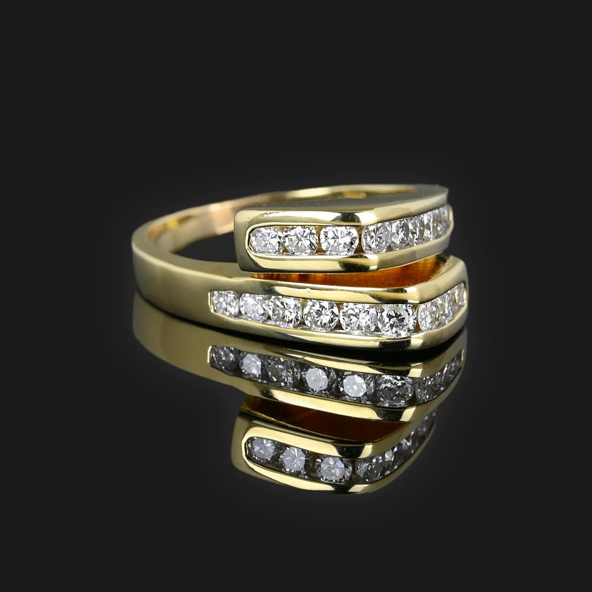 Heavy Chevron Bypass 1.44 CTW Diamond Ring in 14K Gold