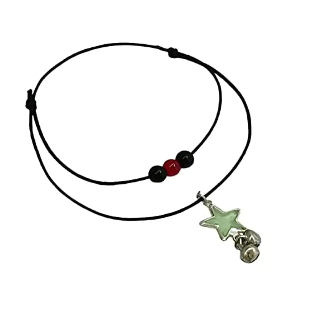 High Trendz Latest Trend 4 Pcs Combo Black Thread Knot With Oxidised Single Charms Adjustable Anklets For Women And Girls (combo -14)