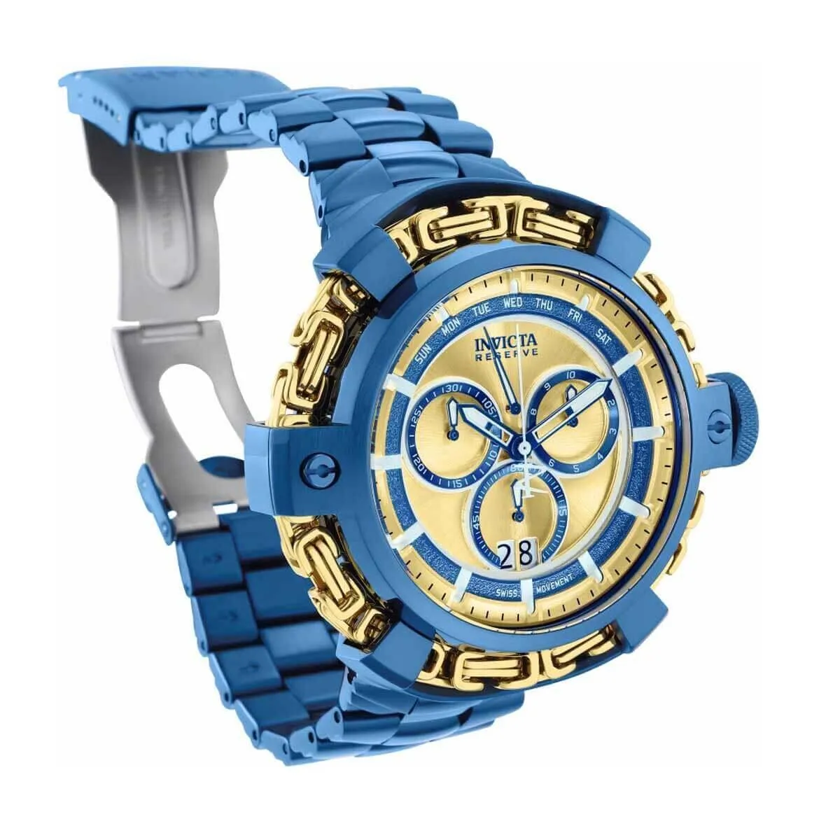 Invicta Men's Chronograph Watch - Reserve Wolf King Blue and Gold Tone Dial | 36188