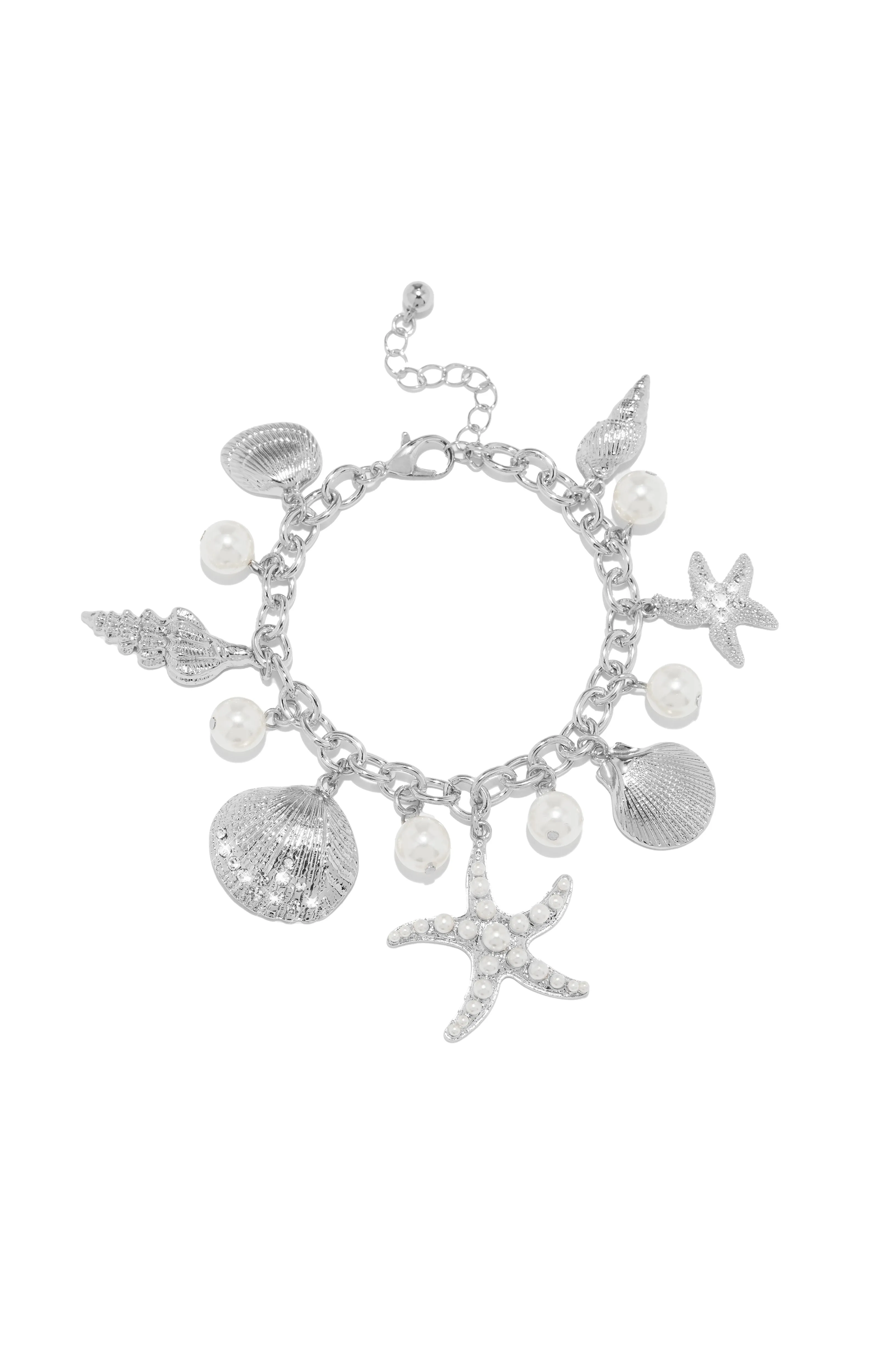 Island Girl Sea Shell and Starfish Charm Anklet - Gold