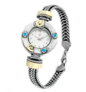 Israeli Watch Bracelet - Sterling Silver & Opal Stones Made in Israel