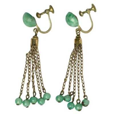 Jade Bead Dangling Earrings