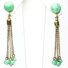 Jade Bead Dangling Earrings