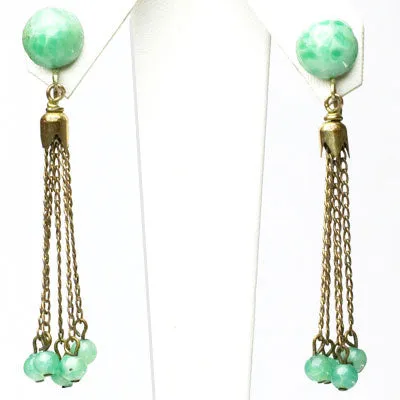 Jade Bead Dangling Earrings