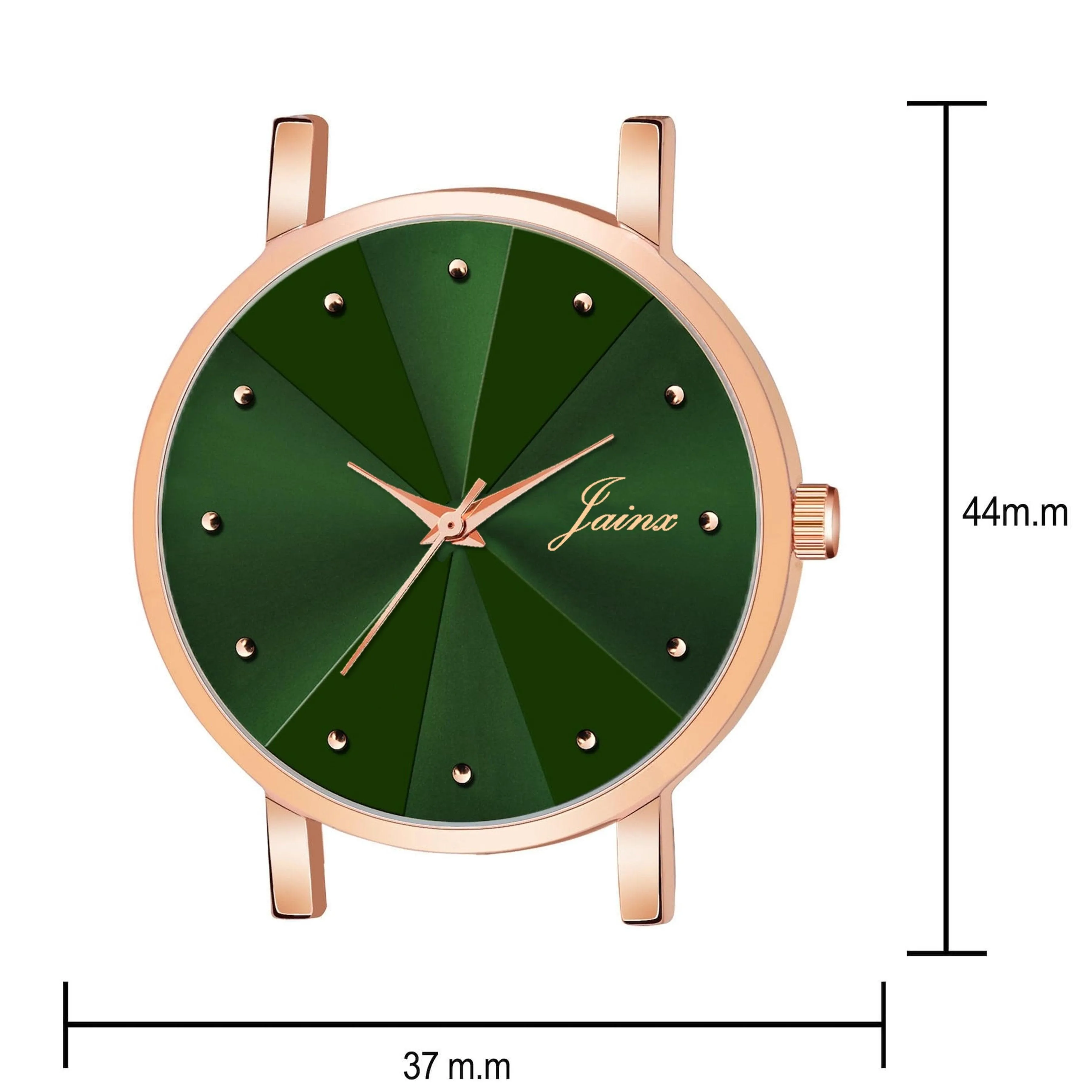 Jainx Green Dial Rose Gold Color Mesh Chain Analog Wrist Watch for Women - JW8551