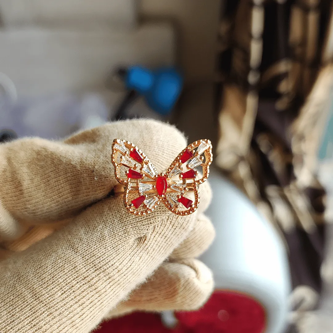 Jewelestia Scarlet Butterfly Ring