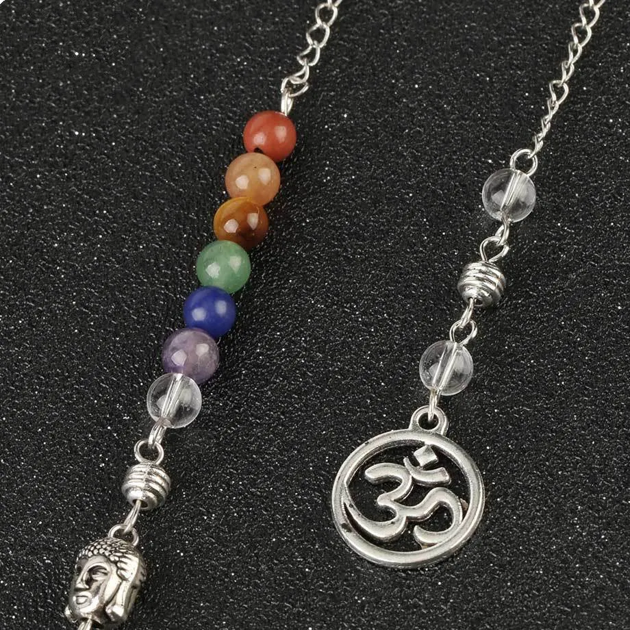 Jewelry Seven Chakra Reiki Necklace Pendulum Amethyst Pendant Yoga Unisex Jewelry