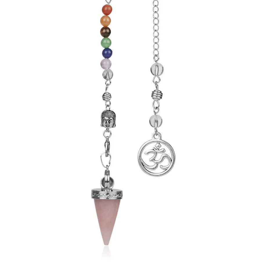 Jewelry Seven Chakra Reiki Necklace Pendulum Amethyst Pendant Yoga Unisex Jewelry