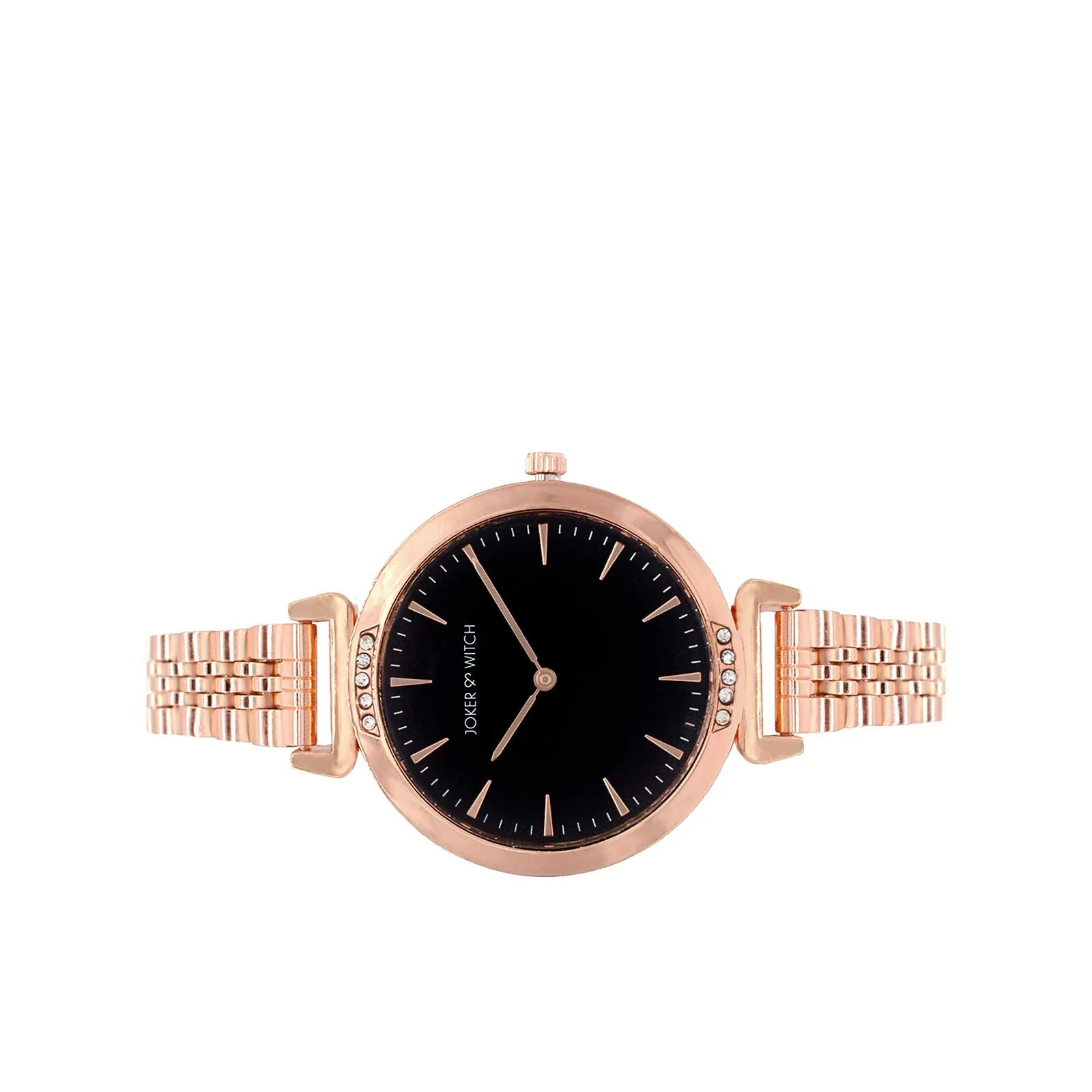 Joker & Witch Petite Black Dial Classic Rosegold Watch for Women