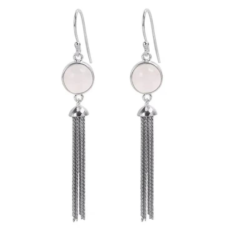 Judy Sterling Silver Precious Stone Tassel Earrings