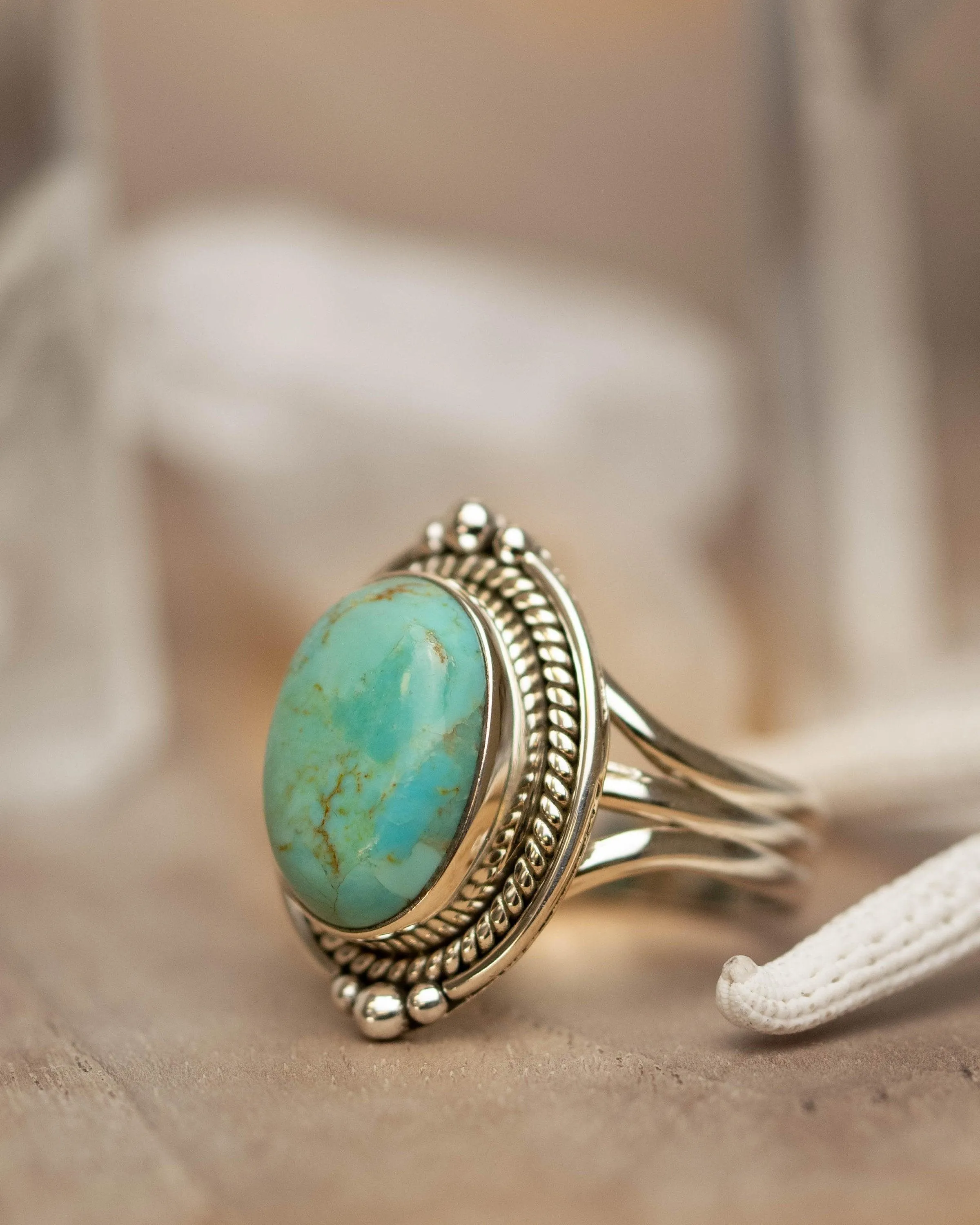 Karen Turquoise Ring ~ Sterling Silver 925 ~ MR262