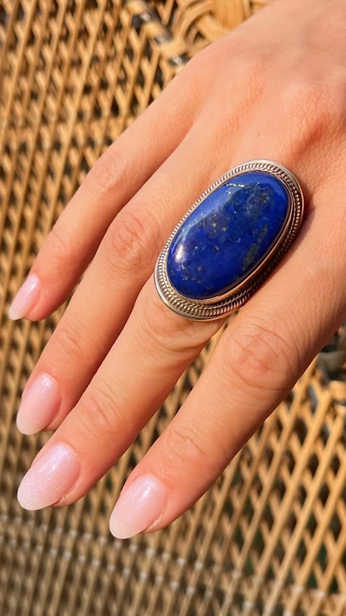 Lapis Cuff Sterling Silver Ring