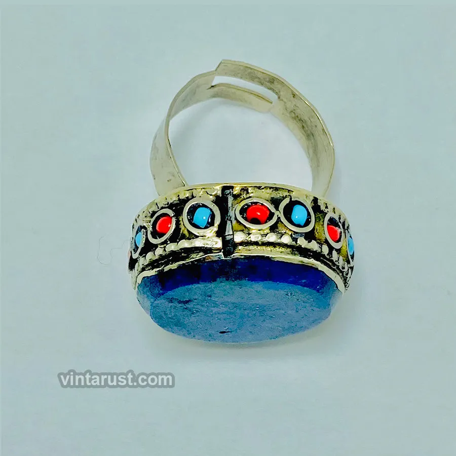 Lapis Stone Handmade Kuchi Ring