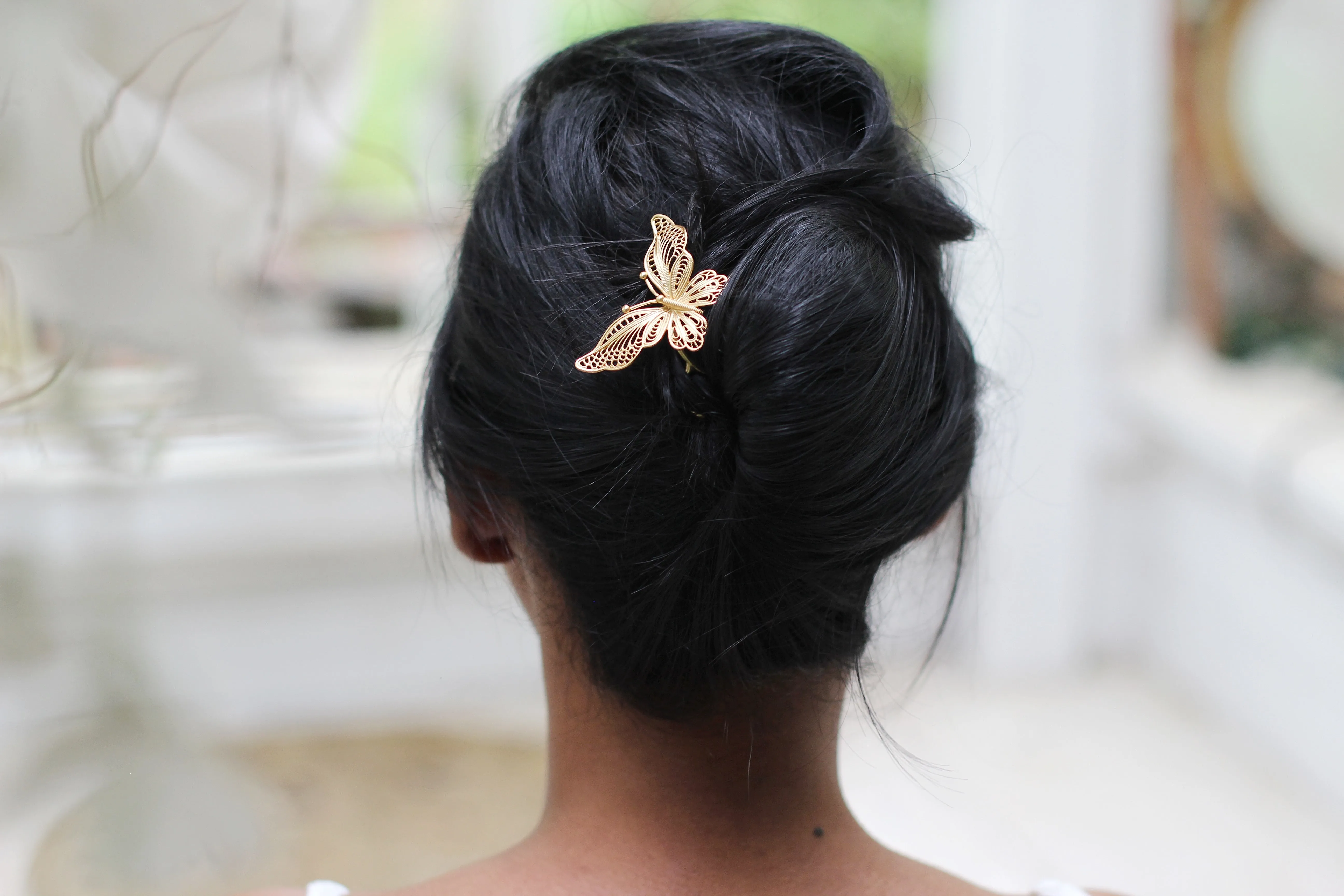 Large Filigree Butterfly Hair Prong