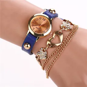 Leather Heart Luxury Wrist Watch Gold Women Dress Watch Designer Belts High Quality Relogio Feminino Marcas Famosas Chain