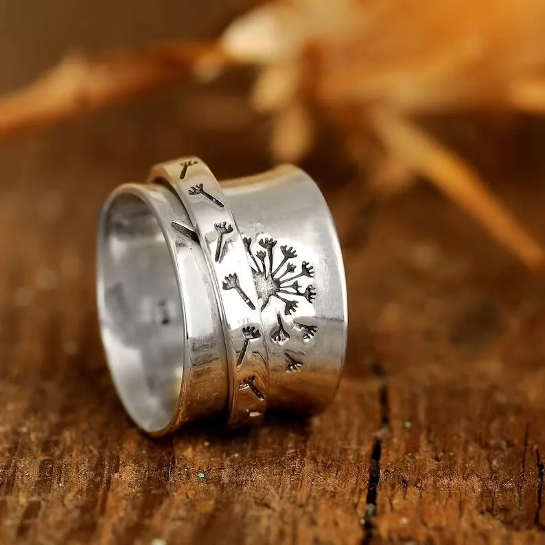 Lena Dandelion Flower Spinning Ring