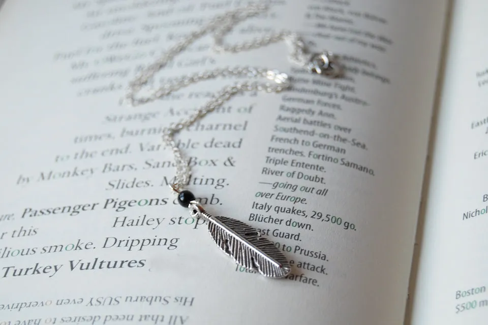 Little Silver Feather Necklace | Woodland Feather Charm Necklace | Feather Jewelry