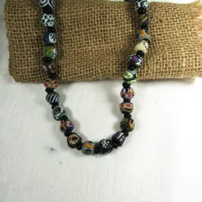 Long Multicolored African Trade Bead Beaded Necklace