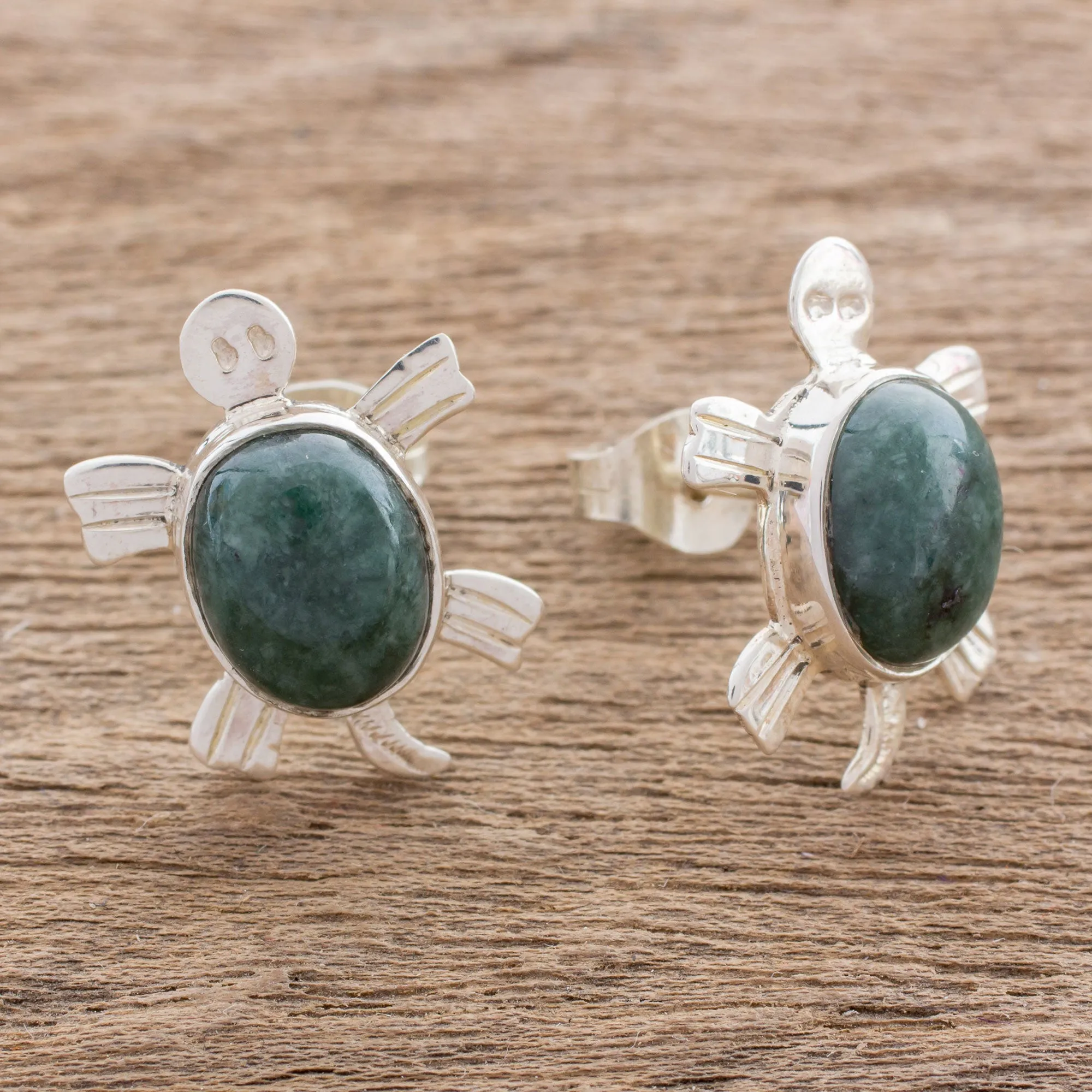 Marine Turtles Jade button earrings