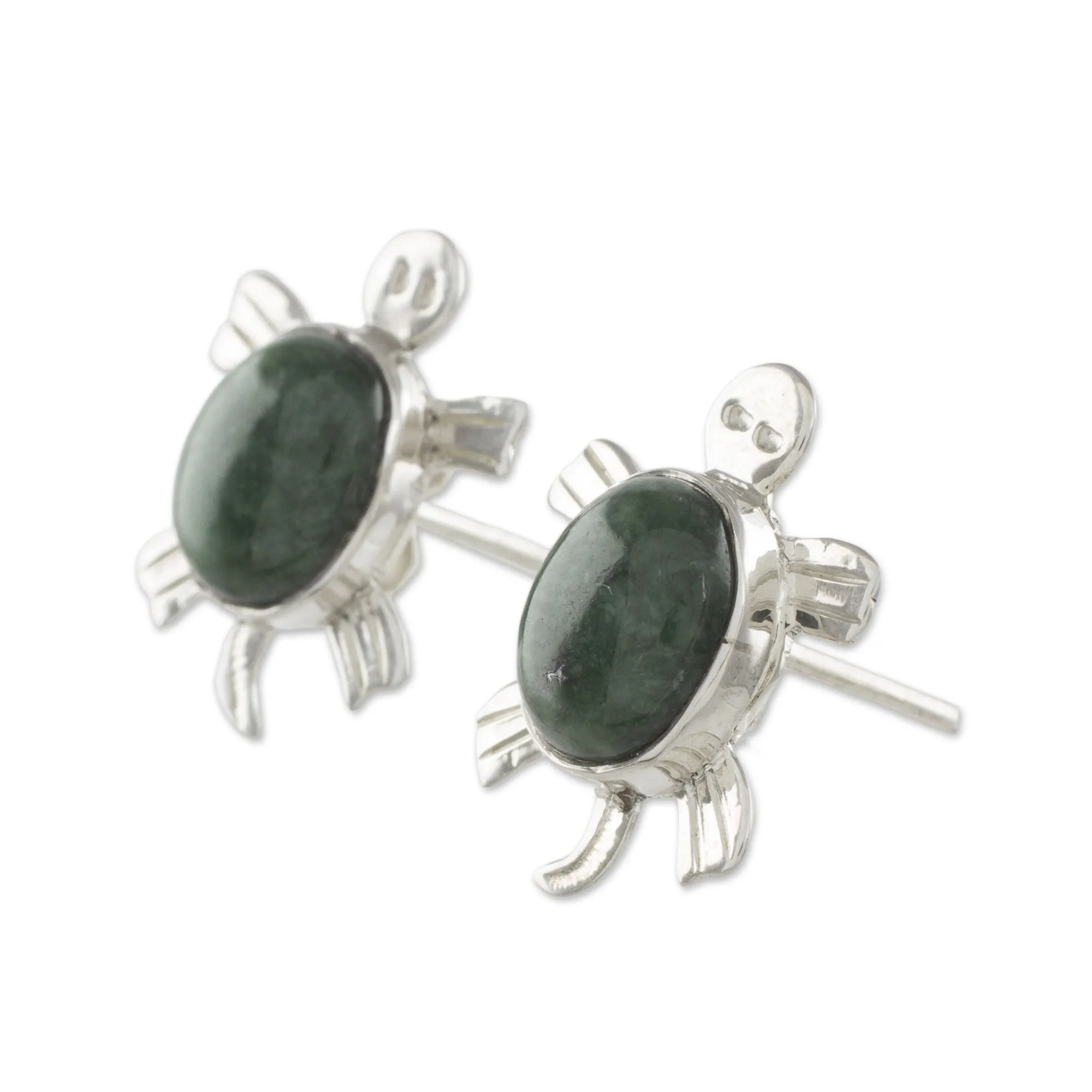 Marine Turtles Jade button earrings