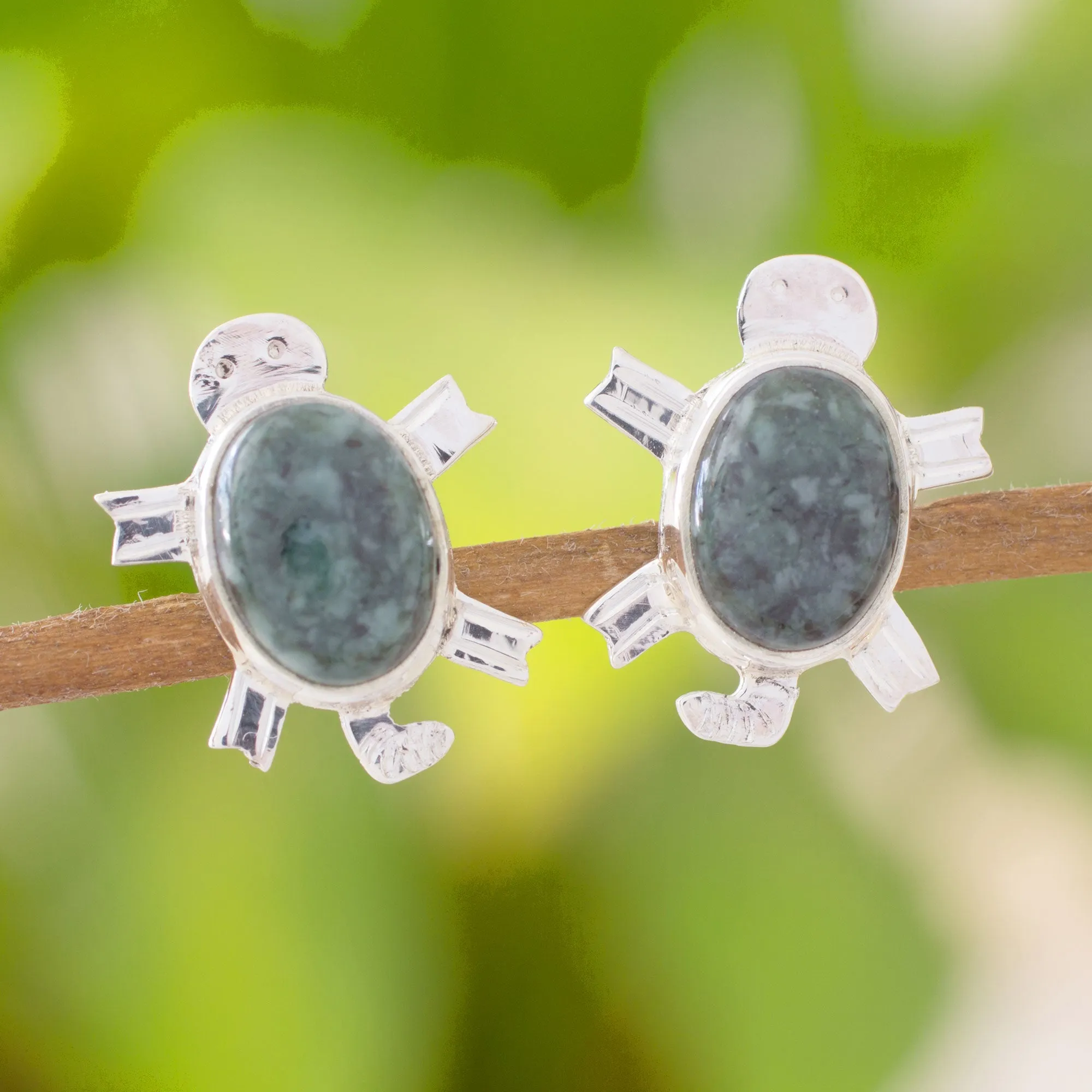 Marine Turtles Jade button earrings