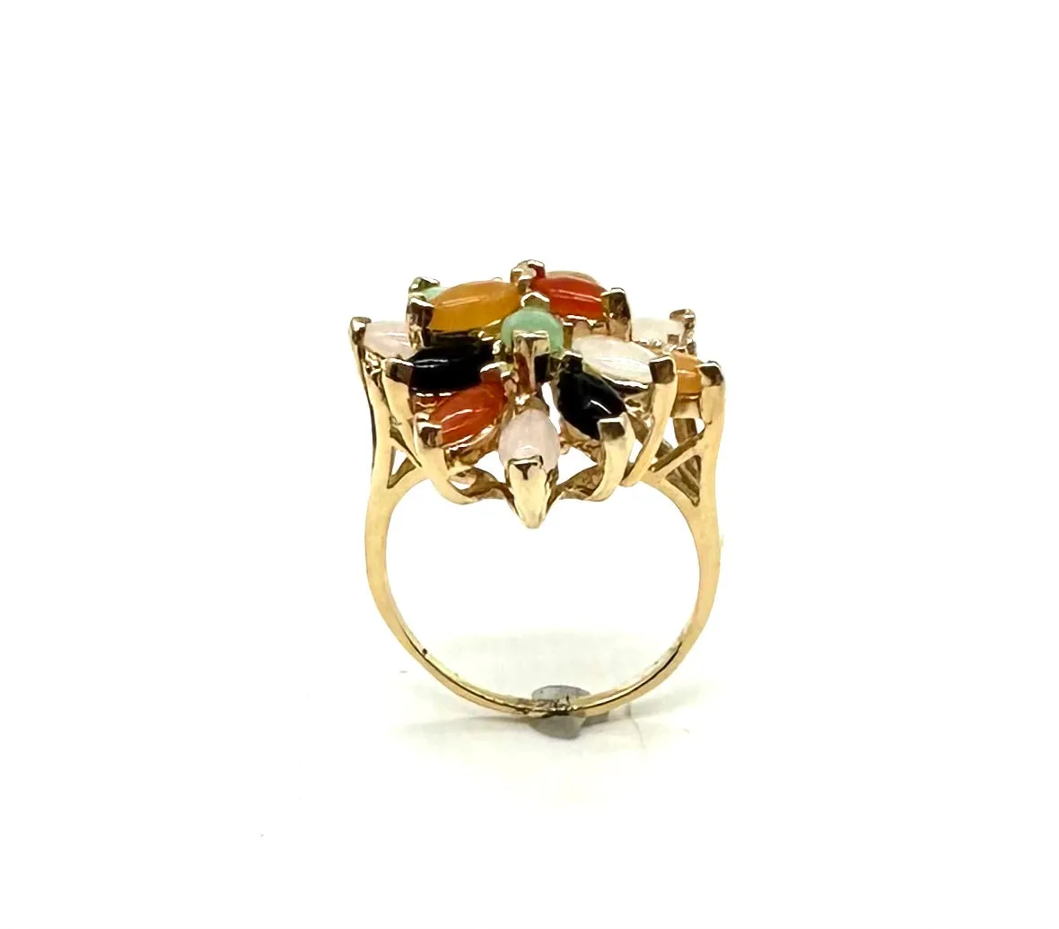 Marquise Multi-Color Stone Cluster Ring with Diamond Accents