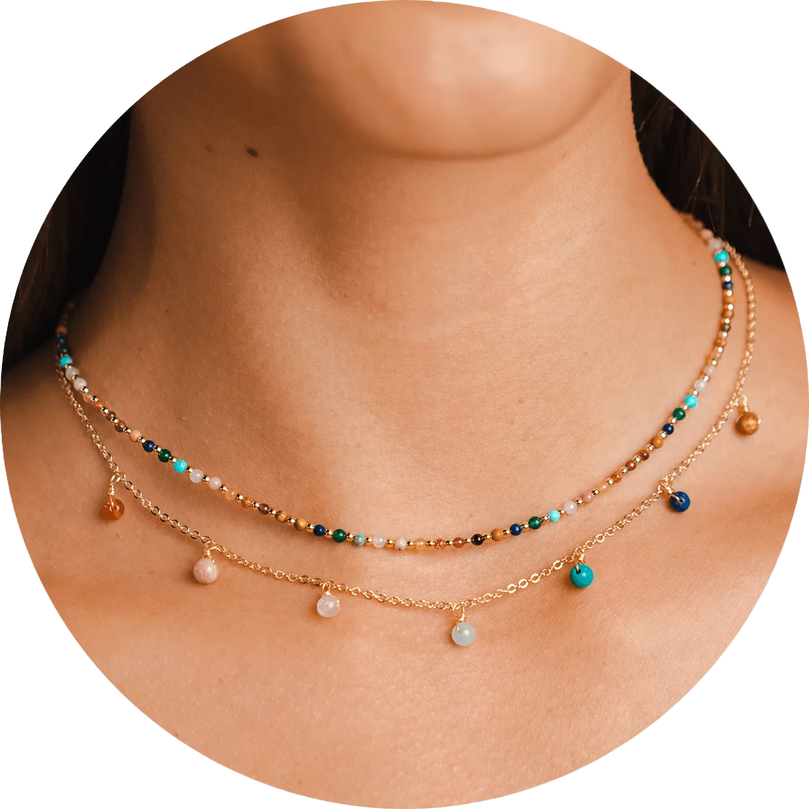 Master Healer 2mm   Dewdrop Necklace Stack