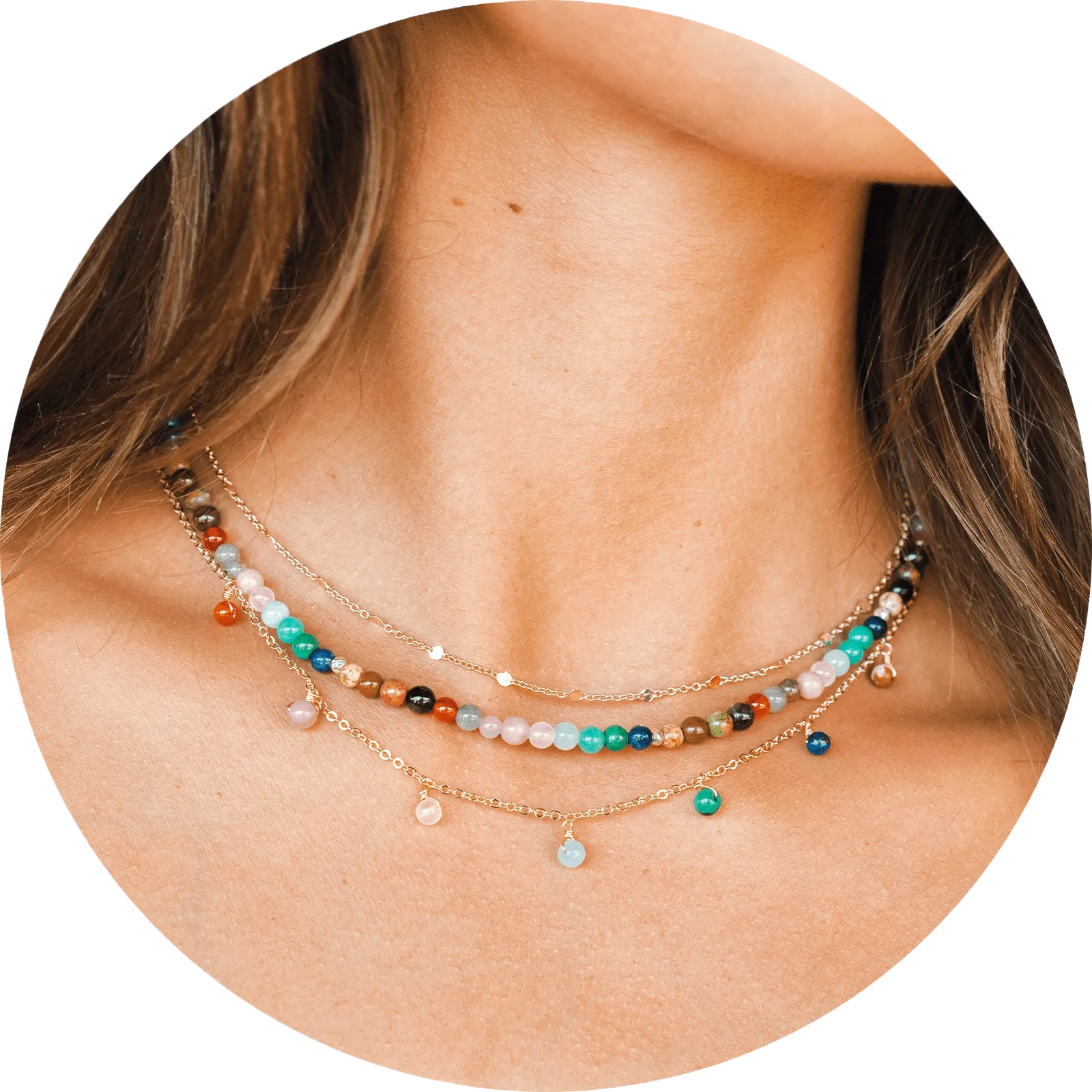 Master Healer Dewdrop   Circles in the Sand Necklace Stack