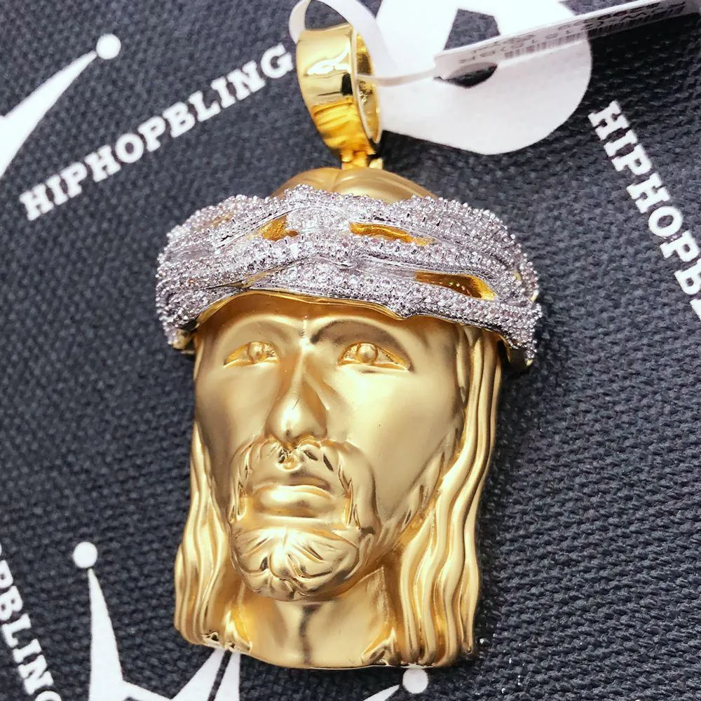 Matte Jesus Piece Pendant CZ Hip Hop Bling Bling Pendant