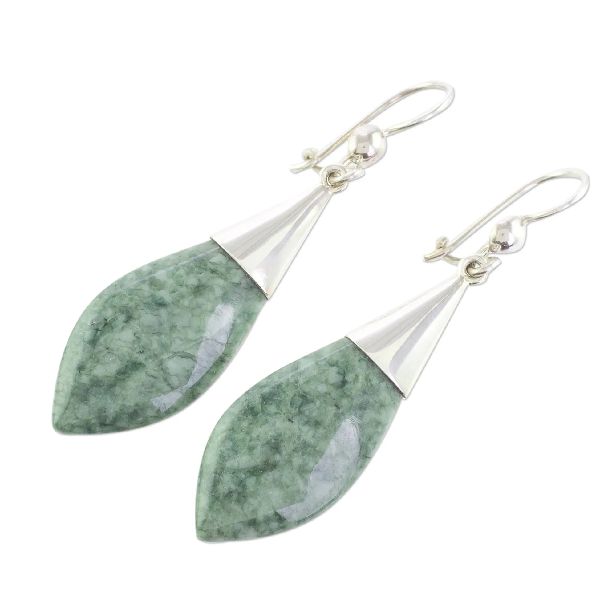 Maya Lance of Afterlife Green Jade & Silver Earrings