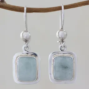 Maya Mint Light Green Jade & Silver Dangle Earrings