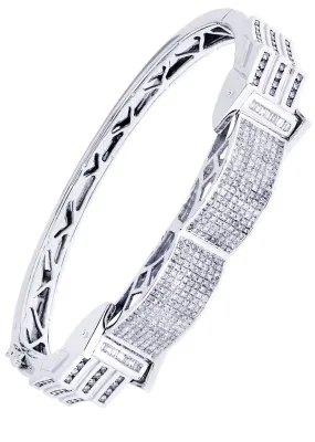 Mens Diamond Bangle White Gold| 2.96 Carats| 39.75 Grams