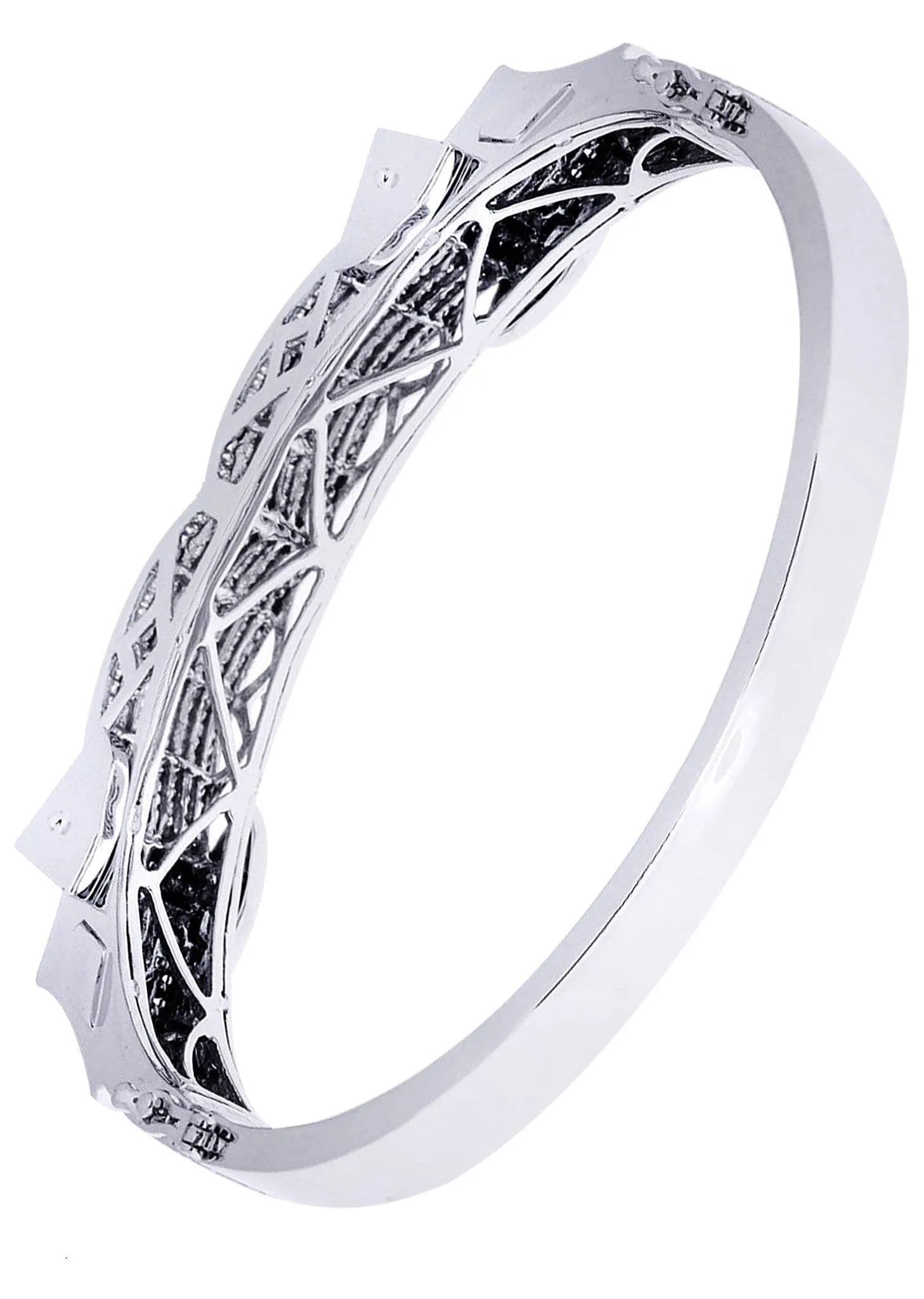 Mens Diamond Bangle White Gold| 2.96 Carats| 39.75 Grams