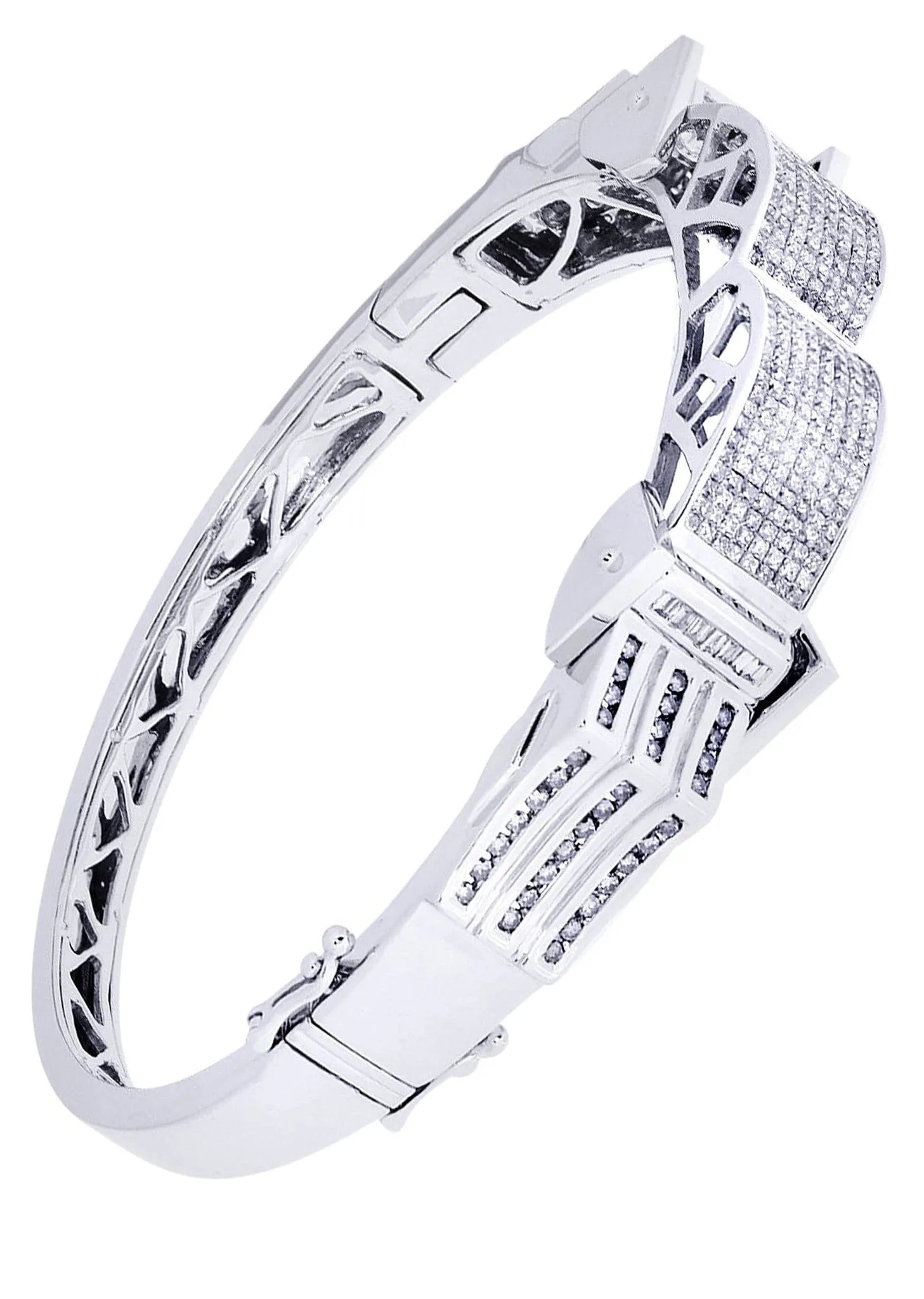 Mens Diamond Bangle White Gold| 2.96 Carats| 39.75 Grams