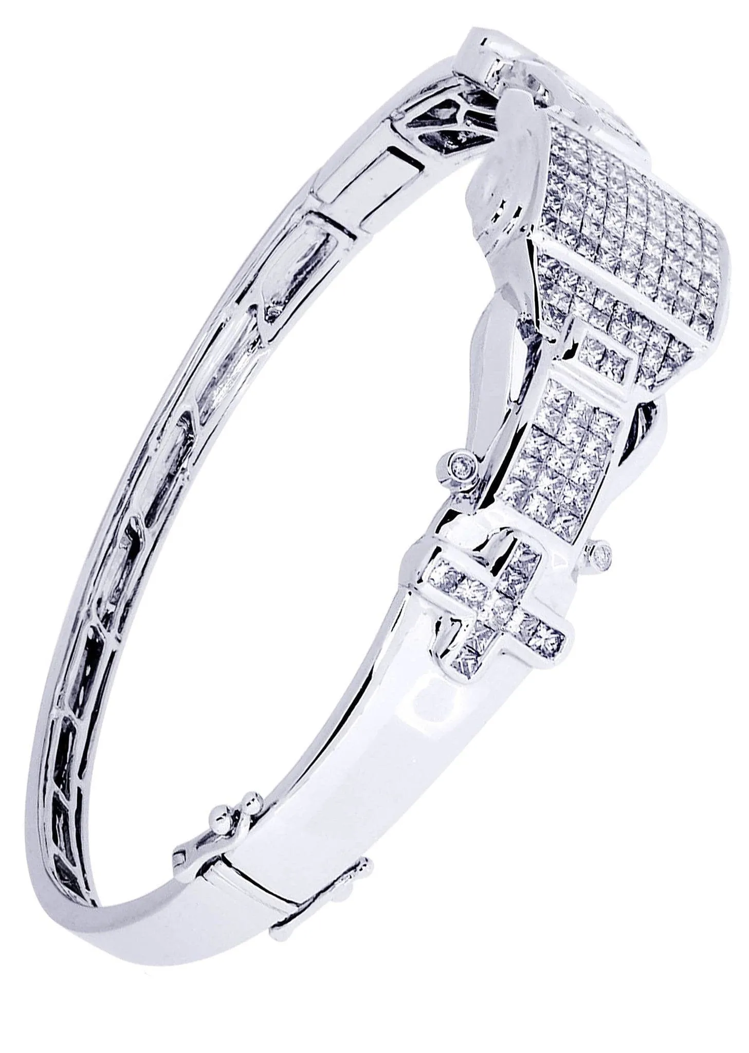 Mens Diamond Bangle White Gold| 3.84 Carats| 29.58 Grams